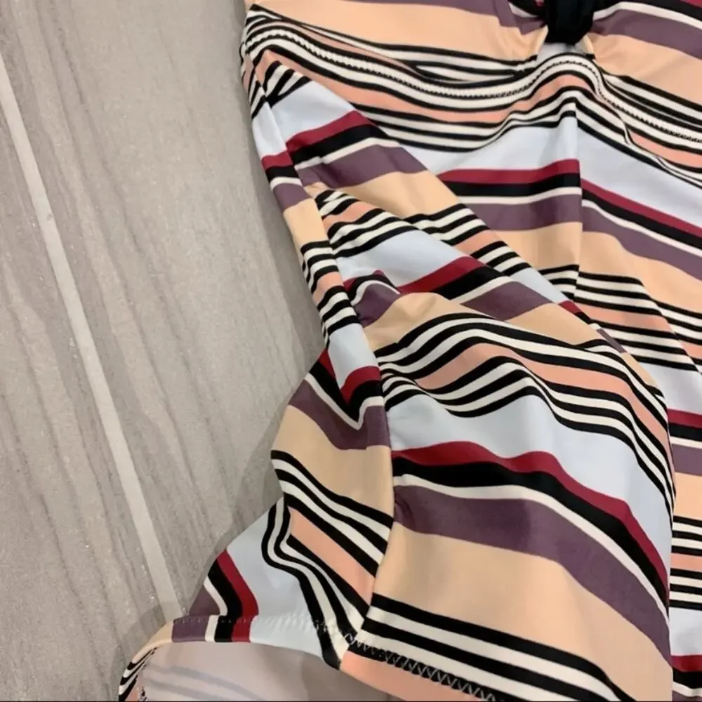 Jessica Simpson Maternity Multi-color Striped One Piece Swimsuit